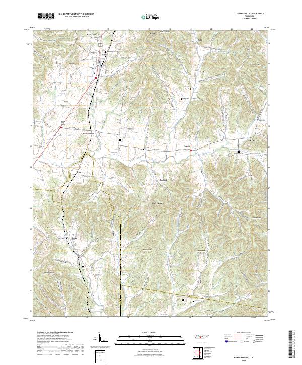US Topo 7.5-minute map for Cornersville TN