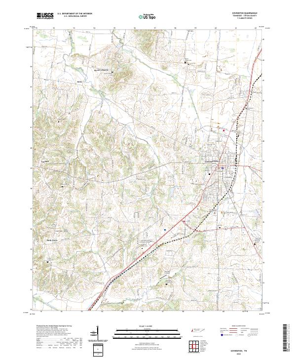 US Topo 7.5-minute map for Covington TN