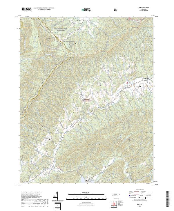 US Topo 7.5-minute map for Doe TN