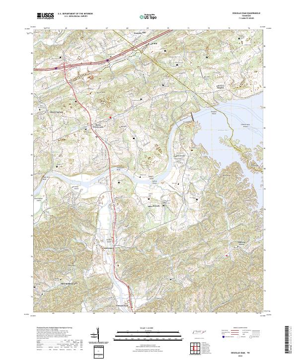 US Topo 7.5-minute map for Douglas Dam TN