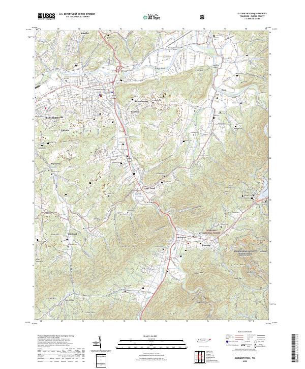 US Topo 7.5-minute map for Elizabethton TN