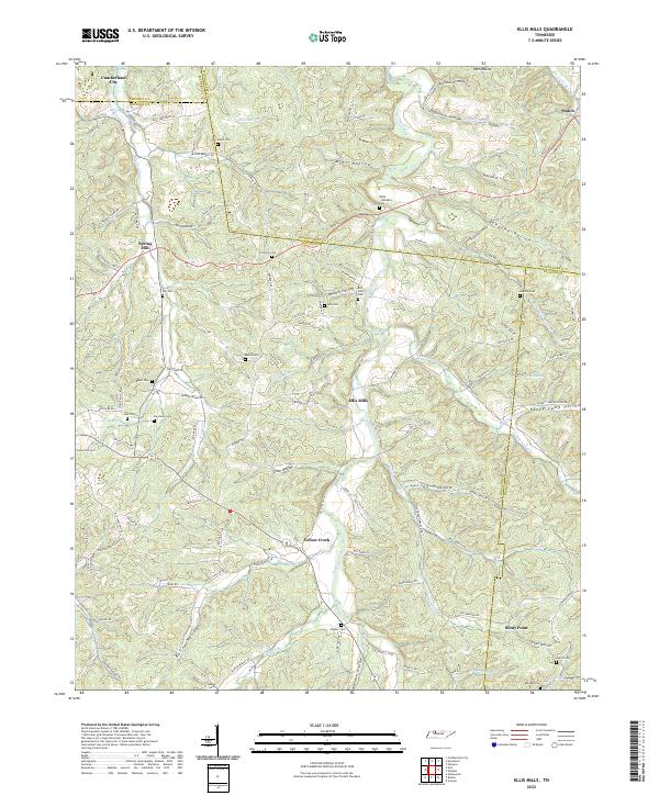 US Topo 7.5-minute map for Ellis Mills TN