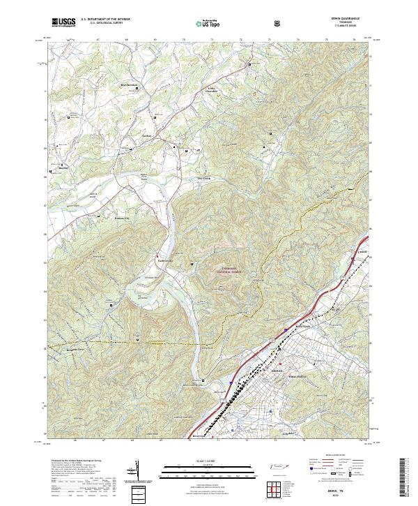 US Topo 7.5-minute map for Erwin TN