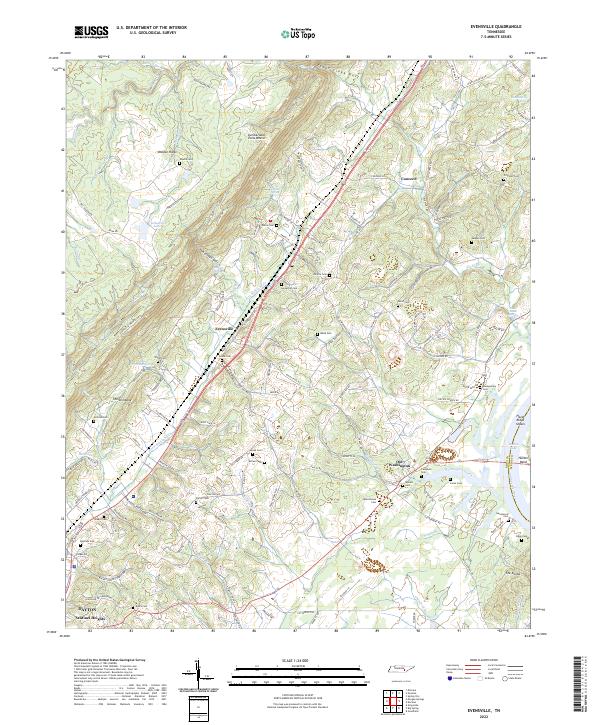 US Topo 7.5-minute map for Evensville TN