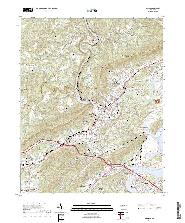 US Topo 7.5-minute map for Harriman TN