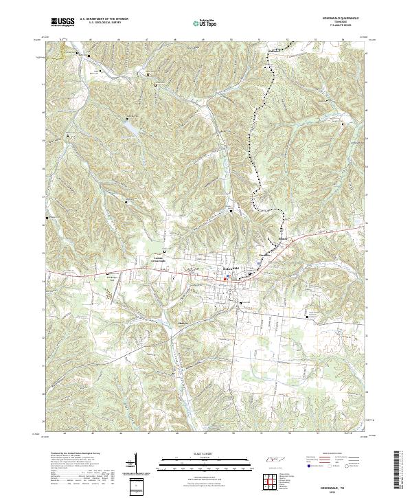 US Topo 7.5-minute map for Hohenwald TN