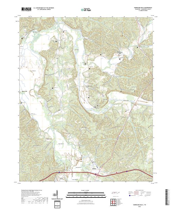 US Topo 7.5-minute map for Hurricane Mills TN