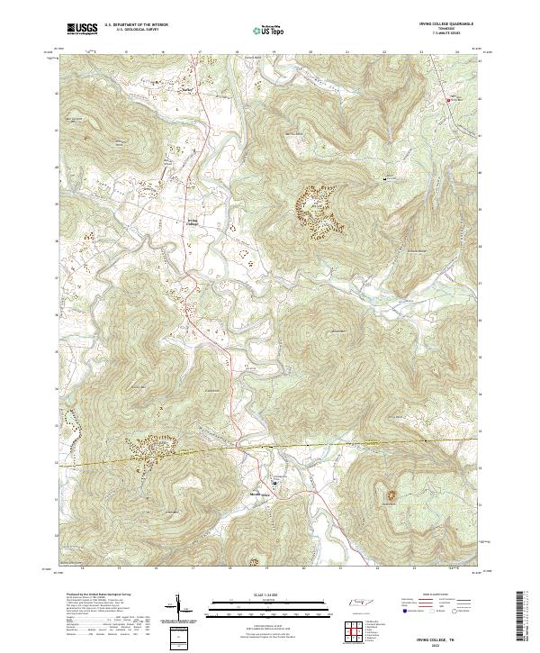 US Topo 7.5-minute map for Irving College TN