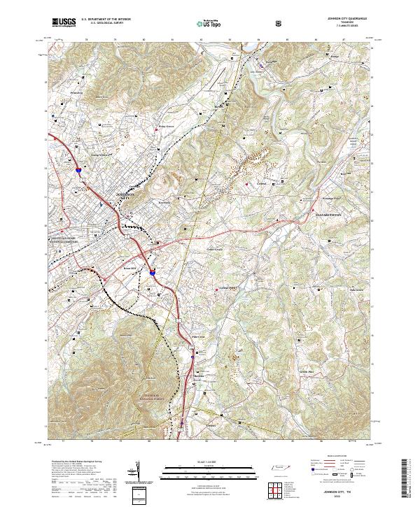 US Topo 7.5-minute map for Johnson City TN