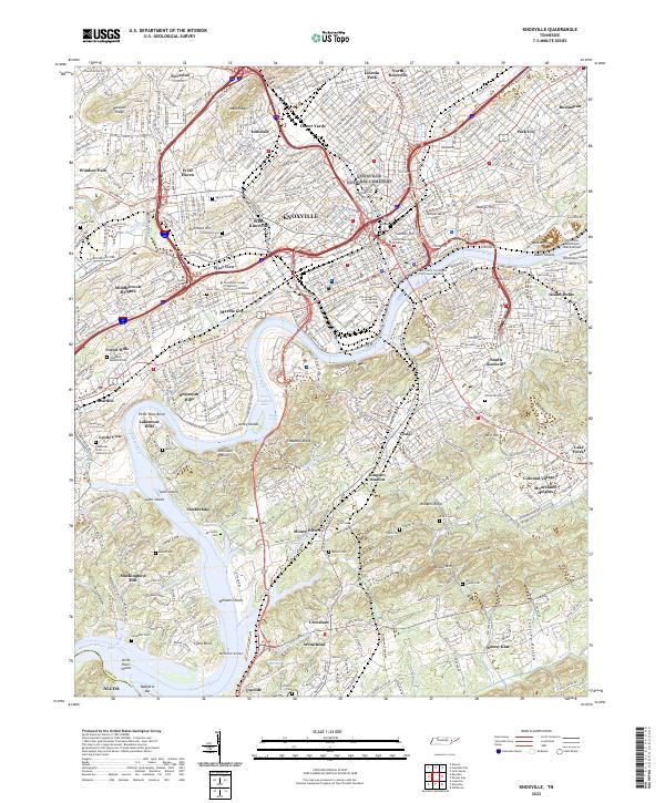US Topo 7.5-minute map for Knoxville TN