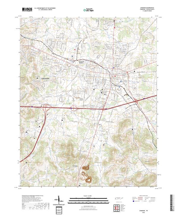 US Topo 7.5-minute map for Lebanon TN