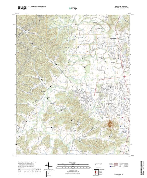 US Topo 7.5-minute map for Leipers Fork TN