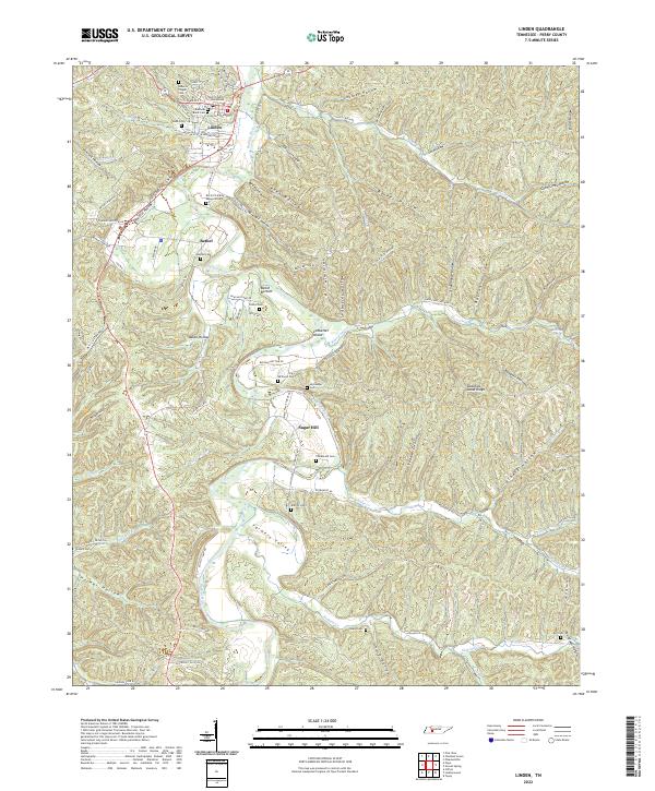 US Topo 7.5-minute map for Linden TN