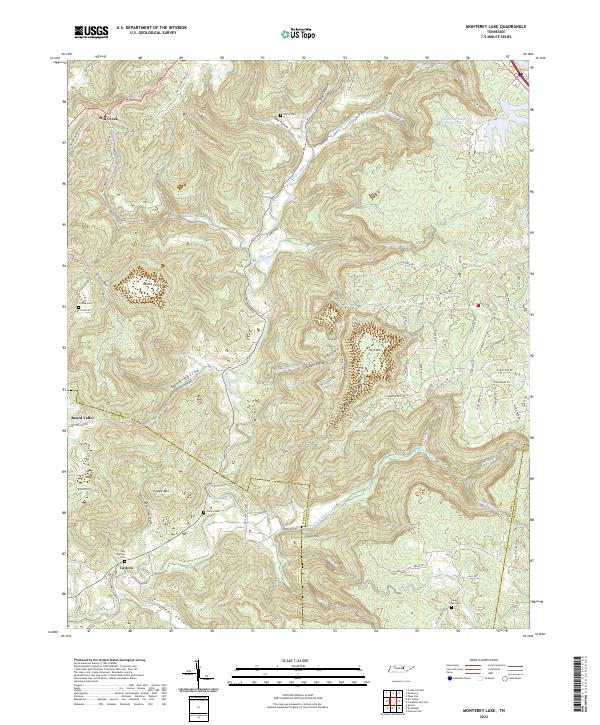 US Topo 7.5-minute map for Monterey Lake TN