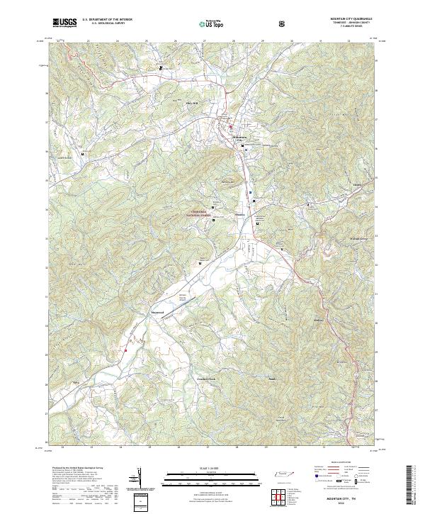 US Topo 7.5-minute map for Mountain City TN