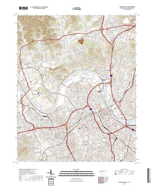 US Topo 7.5-minute map for Nashville West TN