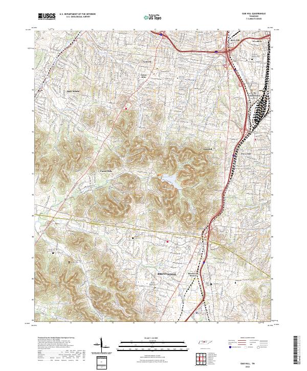US Topo 7.5-minute map for Oak Hill TN