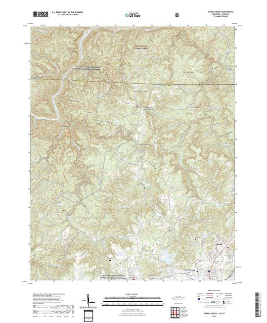US Topo 7.5-minute map for Oneida North TNKY – American Map Store