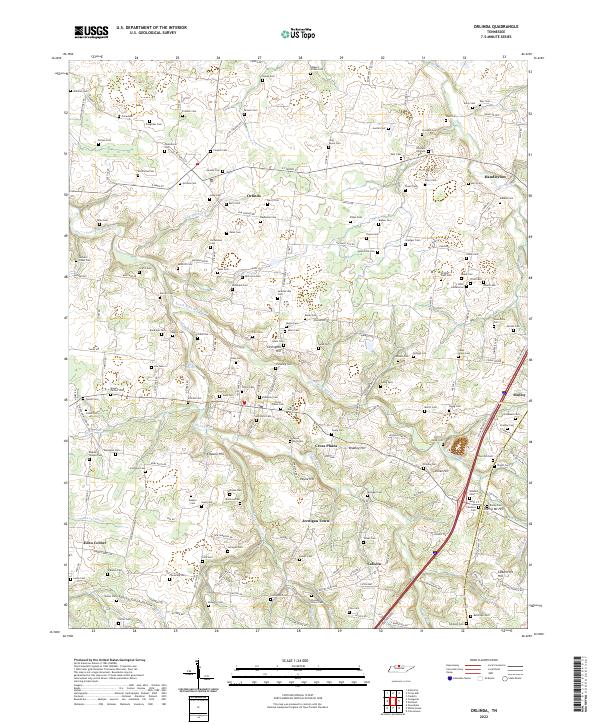 US Topo 7.5-minute map for Orlinda TN