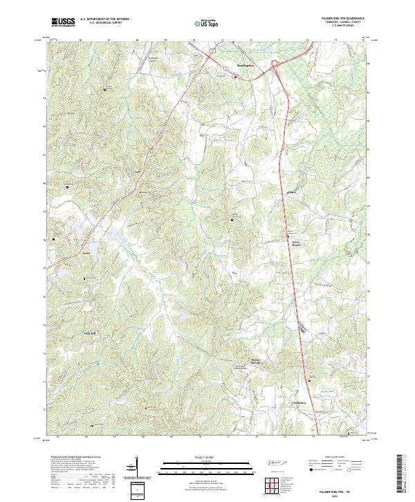 US Topo 7.5-minute map for Palmer Shelter TN