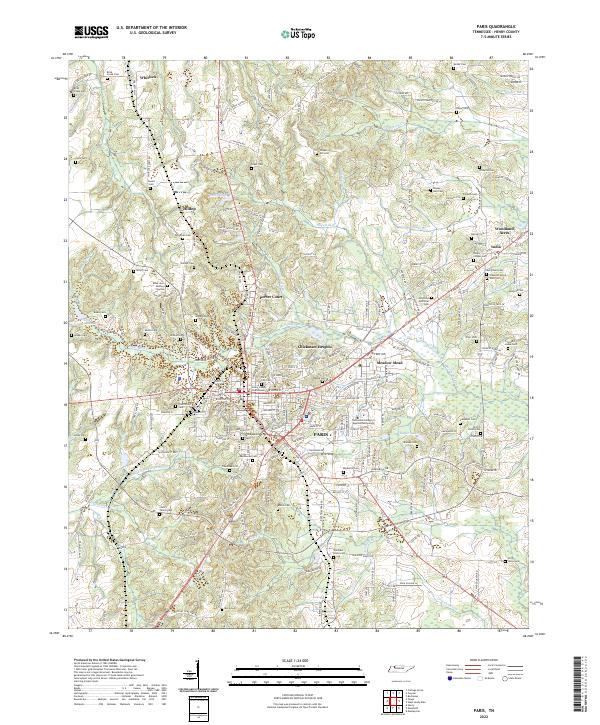 US Topo 7.5-minute map for Paris TN