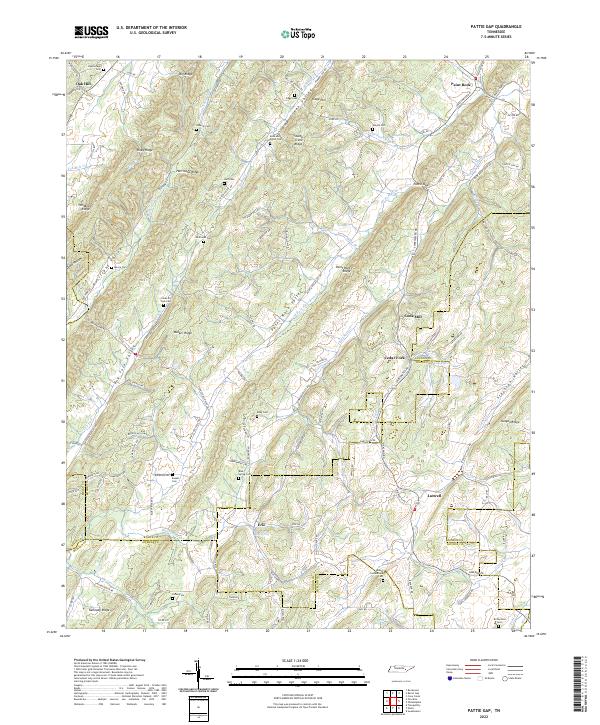 US Topo 7.5-minute map for Pattie Gap TN