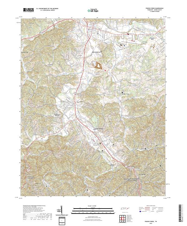 US Topo 7.5-minute map for Pigeon Forge TN