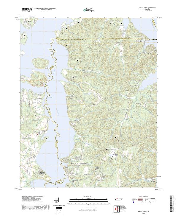 US Topo 7.5-minute map for Poplar Creek TN