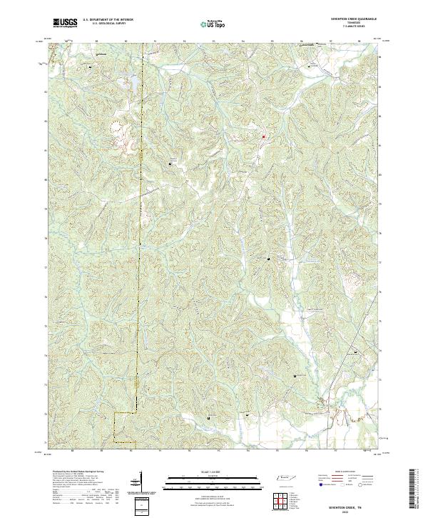 US Topo 7.5-minute map for Seventeen Creek TN