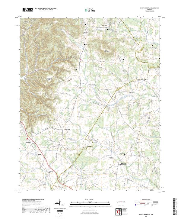 US Topo 7.5-minute map for Short Mountain TN
