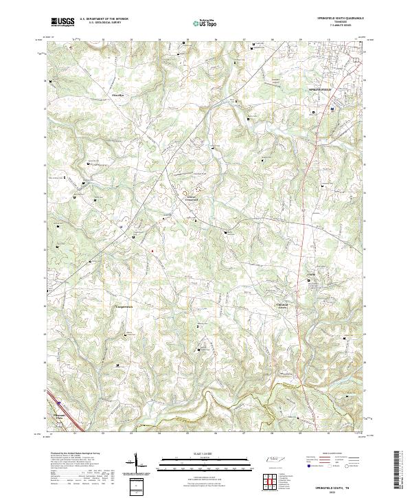 US Topo 7.5-minute map for Springfield South TN