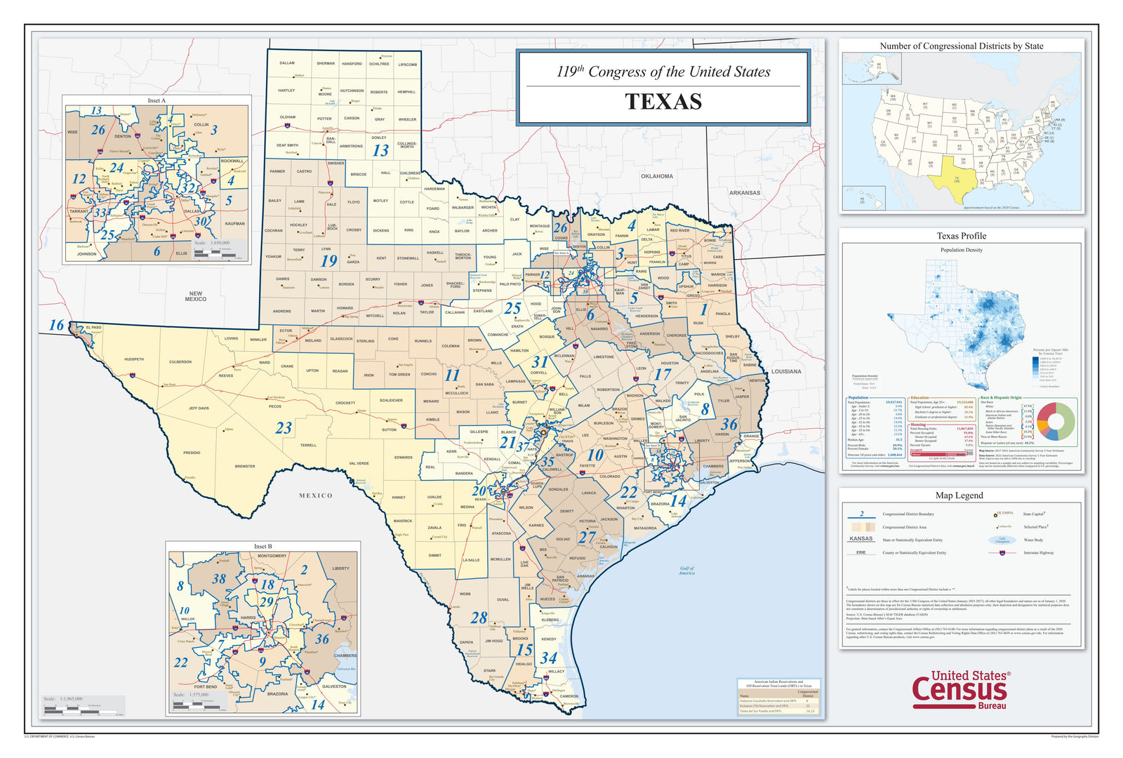 Texas Congressional District Wall Map