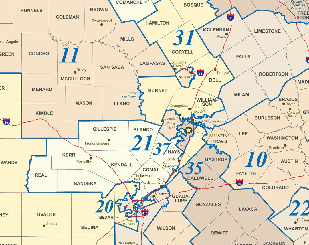 Texas Congressional District Wall Map