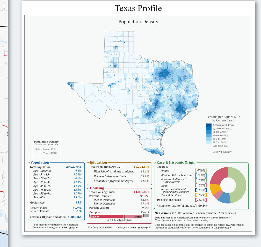 Texas Congressional District Wall Map