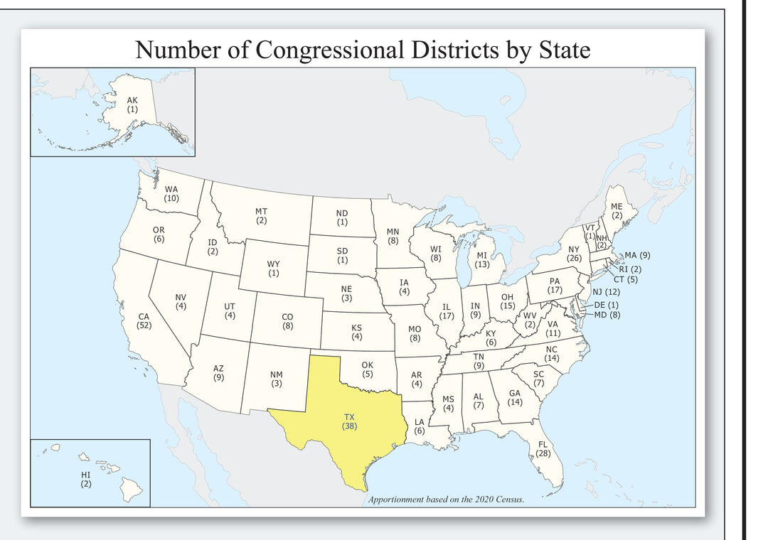 Texas Congressional District Wall Map