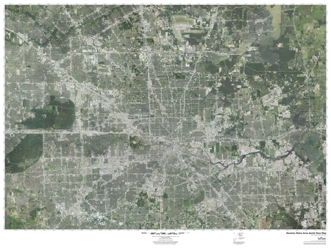 Houston Area Satellite View Wall Map