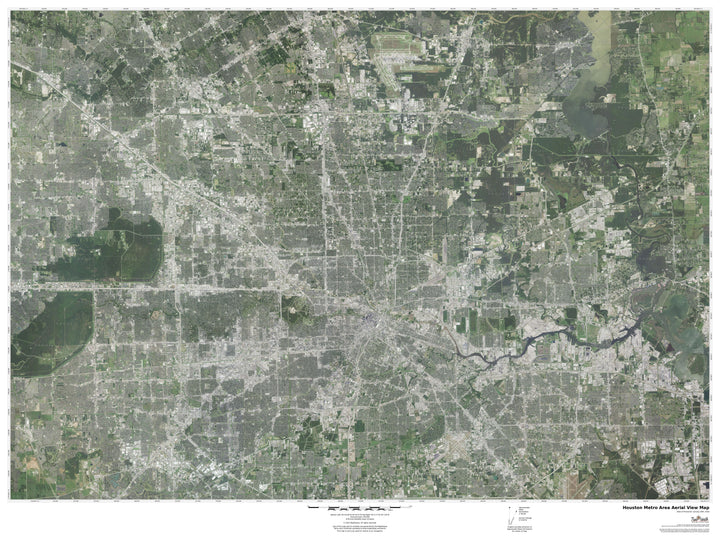 Houston Area Satellite View Wall Map – American Map Store