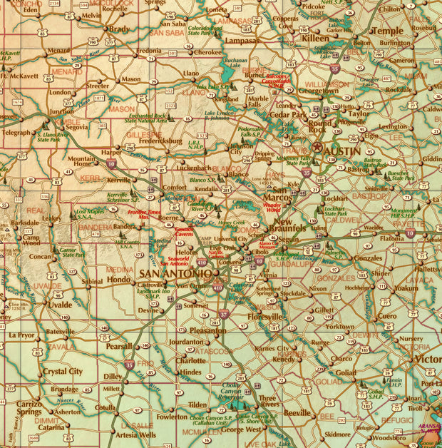 Texas "Antiqued" Wall Map, Gulf of America Edition