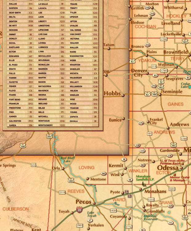 Texas "Antiqued" Wall Map, Gulf of America Edition
