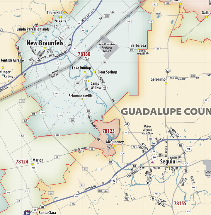 Greater San Antonio Metro Area Zip Code Map