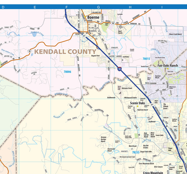 Greater San Antonio Metro Area Wall Map