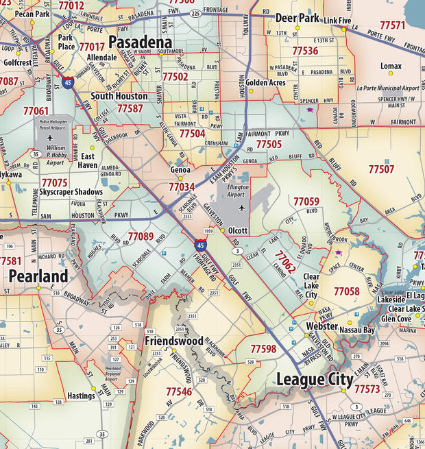 Greater Houston Metro Area Zip Code Map