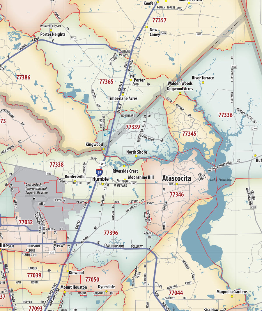 Greater Houston Metro Area Zip Code Map – American Map Store