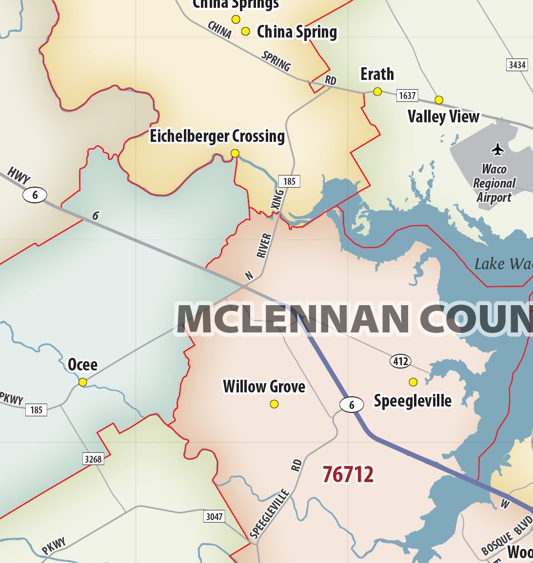 Waco Temple Killeen Zip Code Map – American Map Store