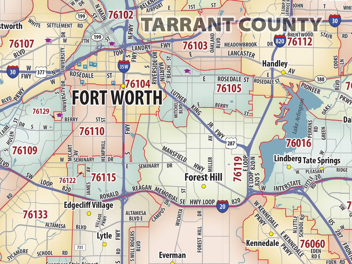 Dfw Area Code Map DFW Greater Metro Area Zip Code Wall Map – American Map Store