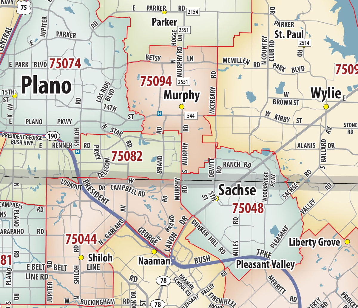 Zip Codes For Dfw DFW Greater Metro Area Zip Code Wall Map – American Map Store
