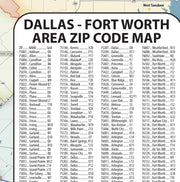 DFW Greater Metro Area Zip Code Wall Map