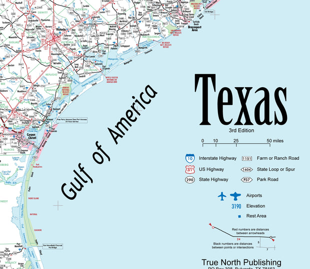 Texas Executive Wall Map, Gulf of America Edition