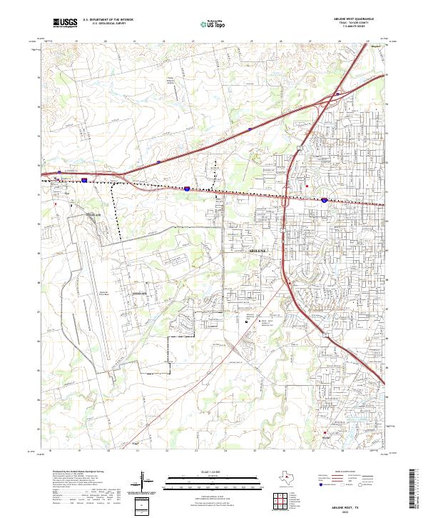 US Topo 7.5-minute map for Abilene West TX