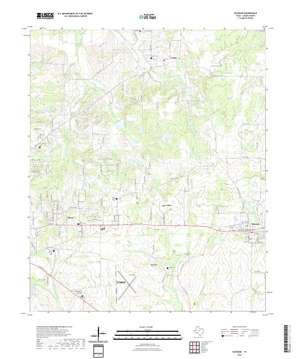 US Topo 7.5-minute map for Blossom TX